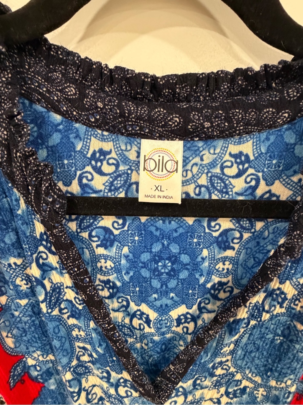Bila Red & Blue Paisley V-Neck Maxi Dress XL - Picture 5 of 9